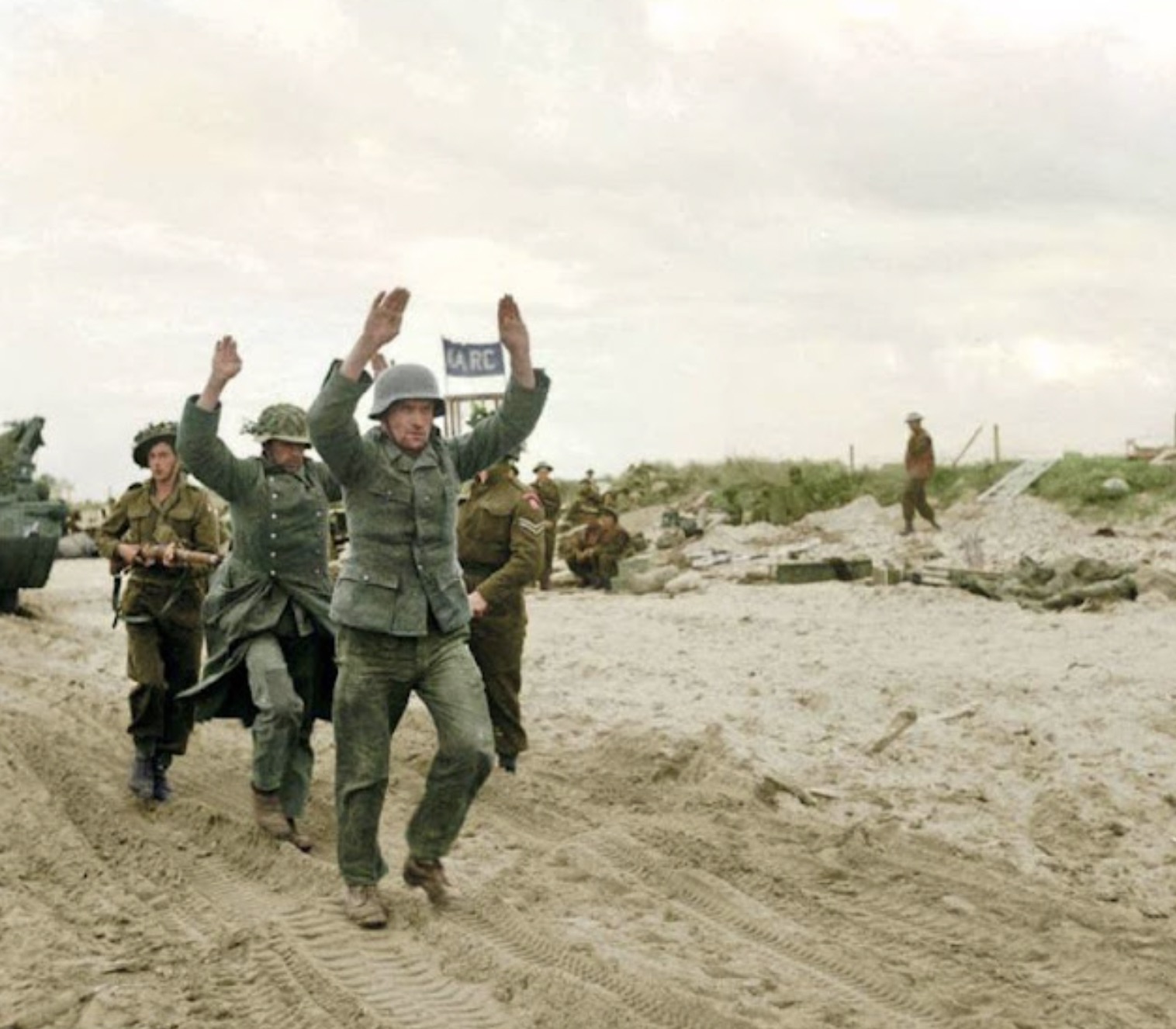German POWs on one of the Gold area beaches, Normandy